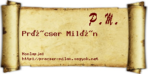 Prácser Milán névjegykártya